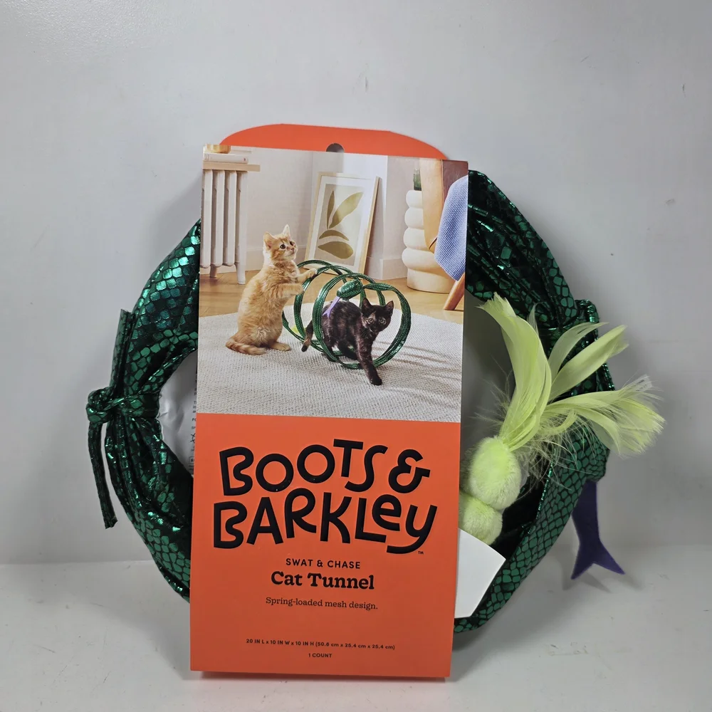 Boots & Barkley Shiny Green Cat Tunnel